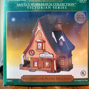 Santa's Workbench Victorian Feather and Plume Millinery Lighted Porcelain House
